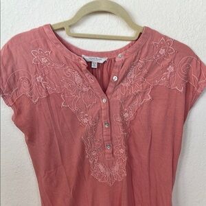 Lucky Brand Women's Pink Embroidered Top XS